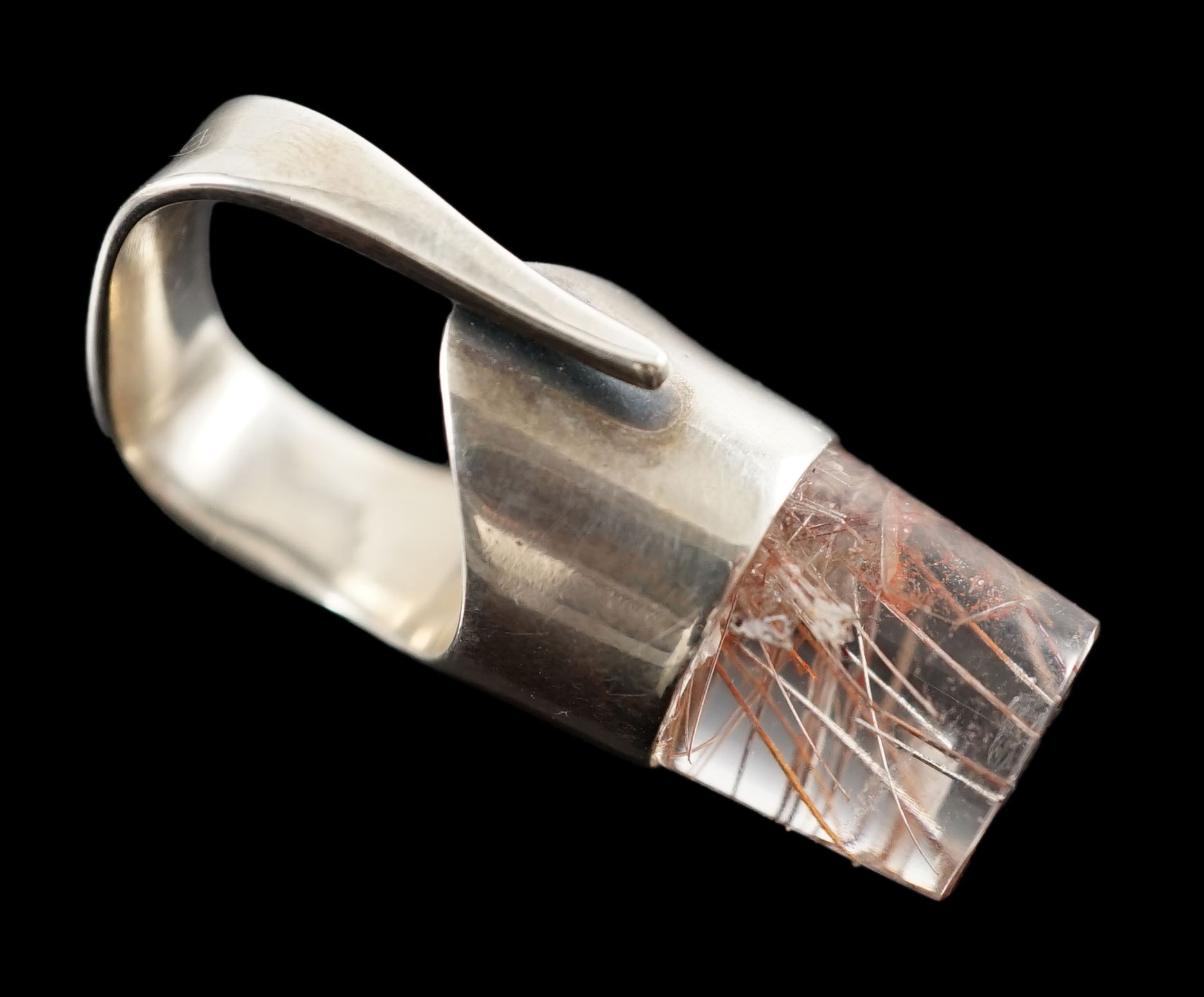 A Vivienne Torun for Georg Jensen Danish sterling silver and rutilated quarts set dress ring